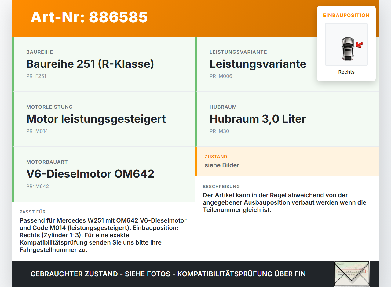 Mercedes W251 R300 10-13 CDI 3,0 140KW 642872 Kolben mit Pleuel Pos D Rechts 1-3 Mercedes W251 R300 10-13... Vorschau 3