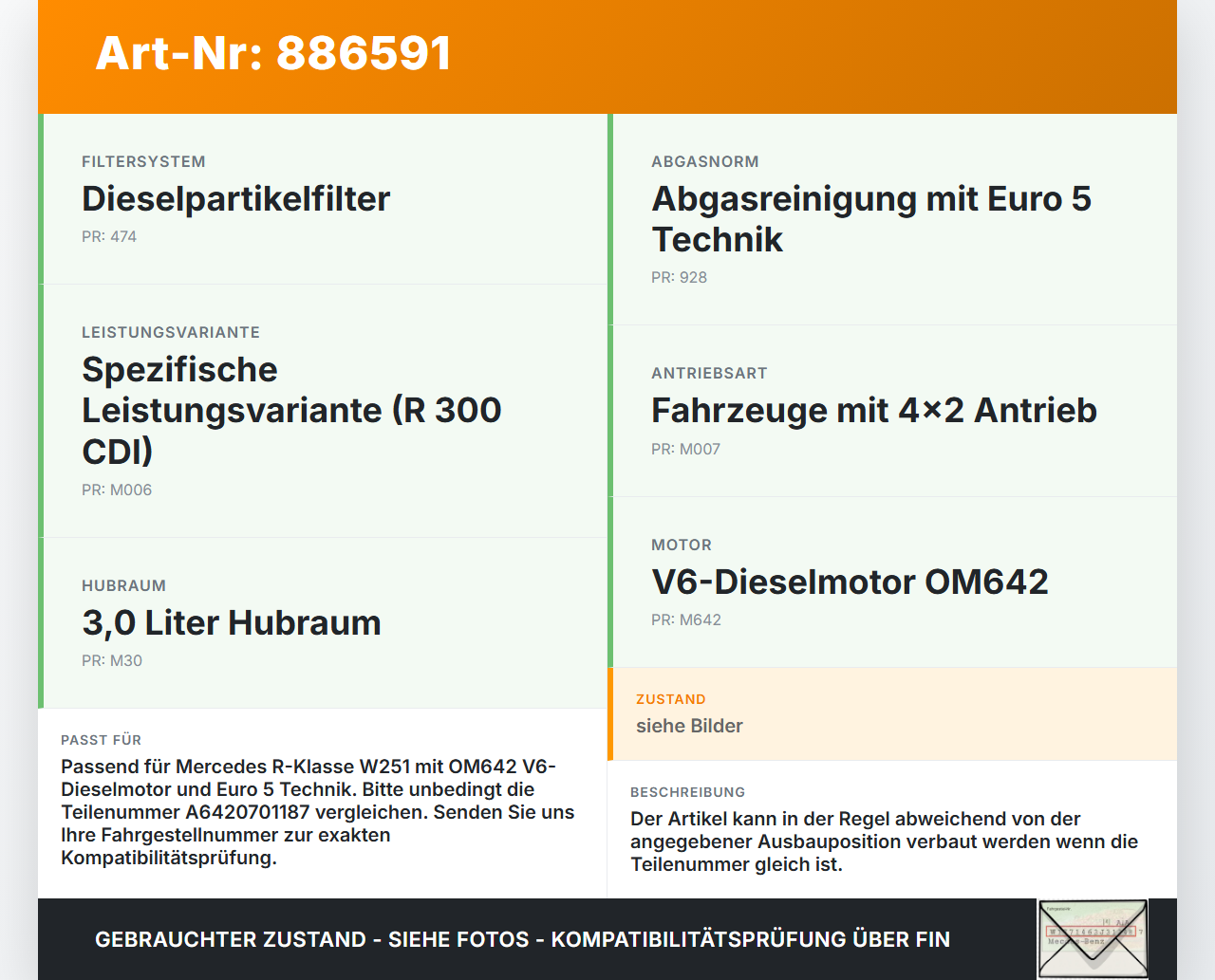 Mercedes W251 R300 10-13 CDI 3,0 140KW Injektor Einspritzdüse Zyl.1 Mercedes W251 R300 10-13 24.06.2011 A6420701187... Vorschau 3