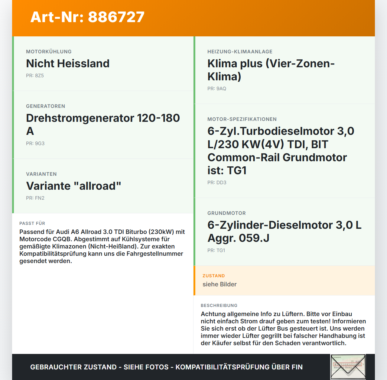 Audi A6 4G C7 Allroad 12-14 TDI 3,0 230KW Lüfterrad für Ventilator Kühler Audi A6 4G C7 Allroad 12-14 18.09.2014... Vorschau 3