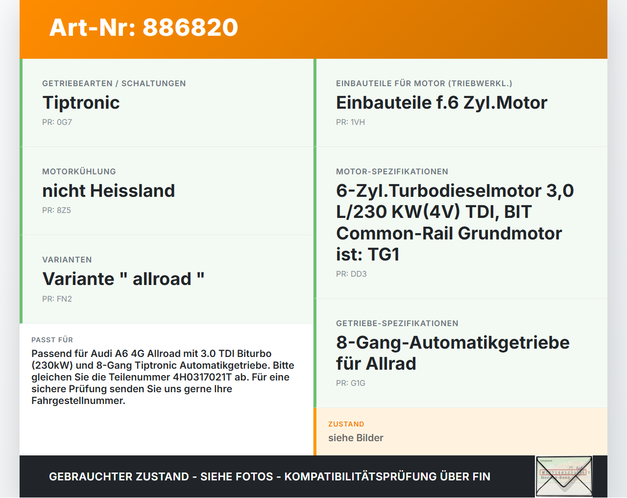 Audi A6 4G C7 Allroad 12-14 TDI 3,0 230KW Ölkühler Audi A6 4G C7 Allroad 12-14 18.09.2014 4H0317021T DH783003 gebraucht Vorschau 3