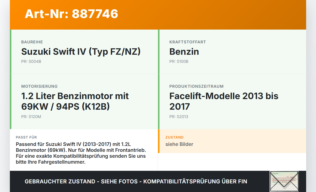 Suzuki Swift IV 13-17 1,2 69KW Kraftstoffpumpe Kraftstoff Förderpumpe Tankgeber Suzuki Swift IV 13-17 23.12.2015... Vorschau 3