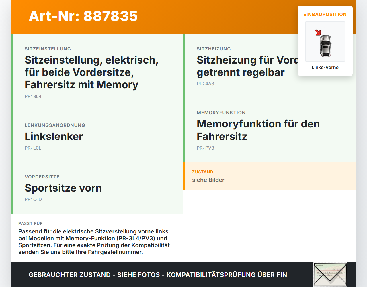 Audi A5 8TA 07-11 Stellmotor für Elektr. Sitzverstellung Fahrer Links Vorne Audi A5 8TA 07-11 06.01.2010 8K0959761... Vorschau 3