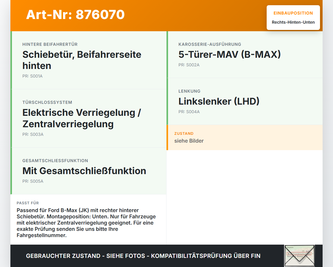 Ford B-Max JK 12-17 GroßraumLim Elektr. Rollenführung für Schiebetür Rechts Hinten Unten Ford B-Max JK 12-17... Vorschau 3