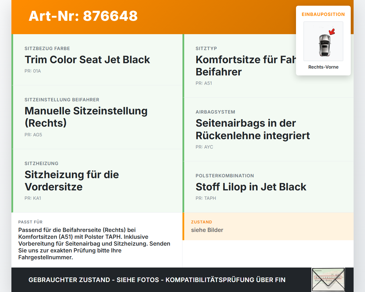 Opel Zafira C 16-19 Sitzbezug Rückenpolster Rechts Vorne für Beifahrer Sitz Opel Zafira C 16-19 29.10.2018 gebraucht Vorschau 3