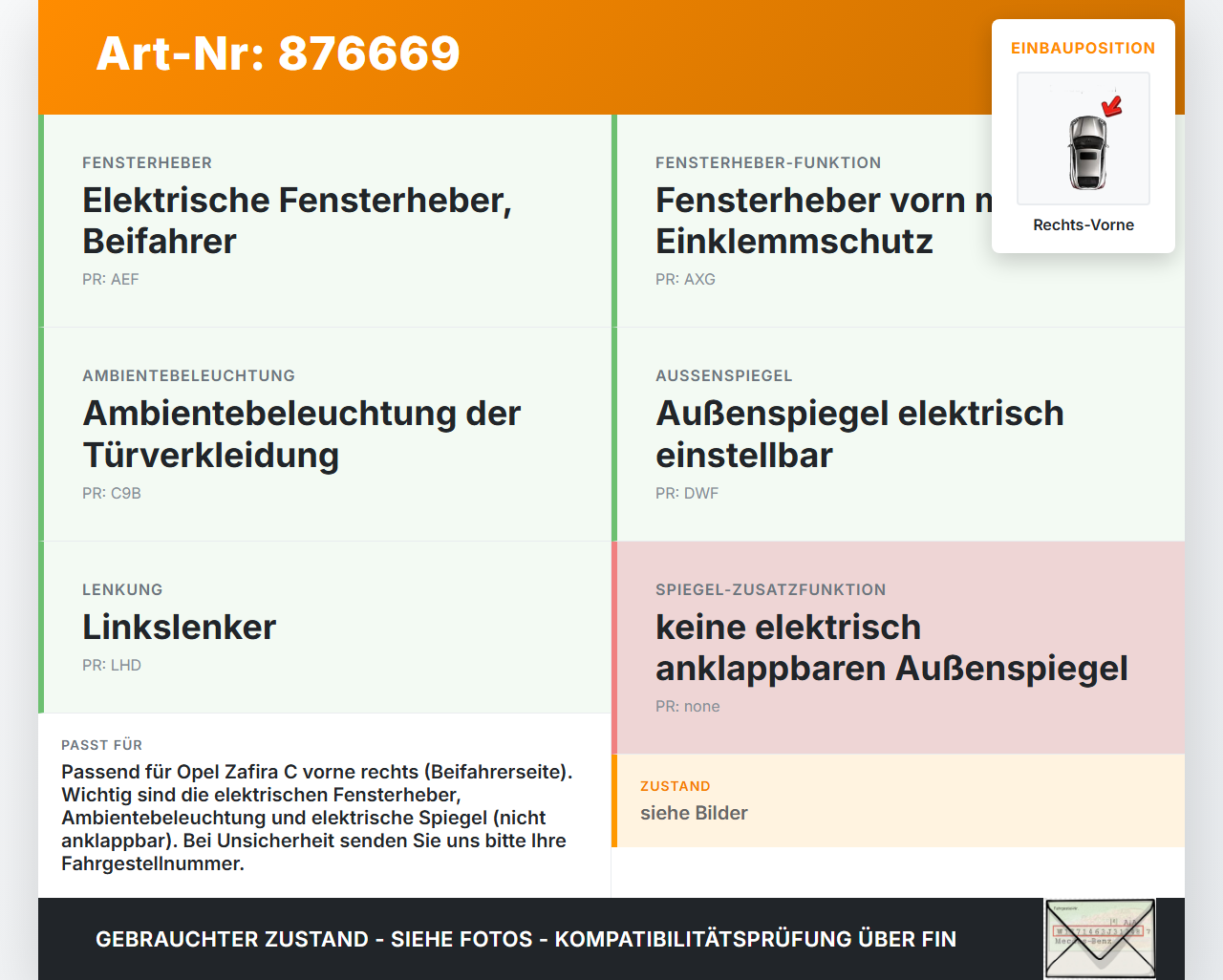 Opel Zafira C 16-19 Kabelbaum für Tür und Fensterheber Rechts Vorne Opel Zafira C 16-19 29.10.2018 13435963 gebraucht Vorschau 3