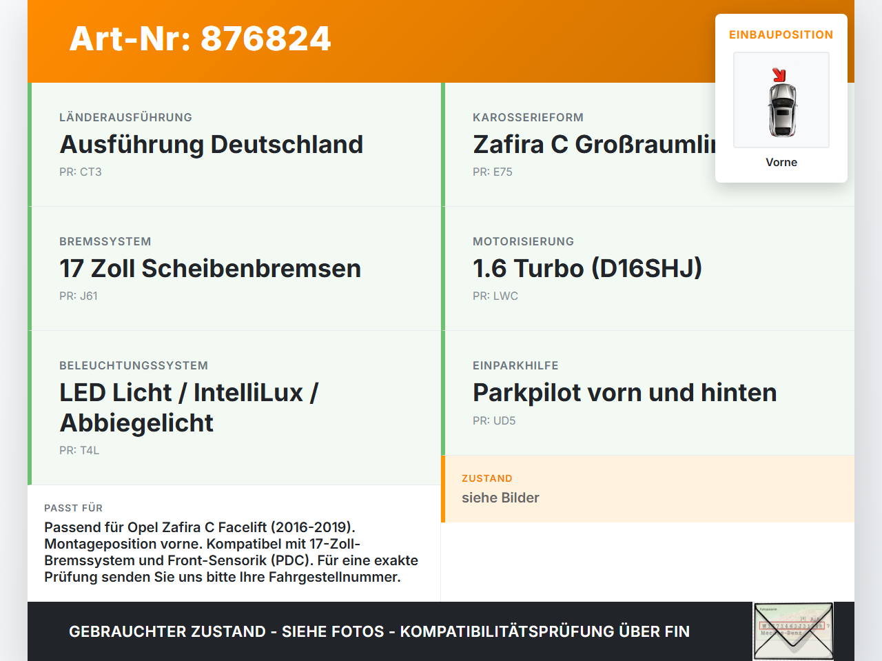 Opel Zafira C 16-19 Stoßstangenträger Stoßfängerträger Querträger Vorne Opel Zafira C 16-19 29.10.2018 39106606... Vorschau 3