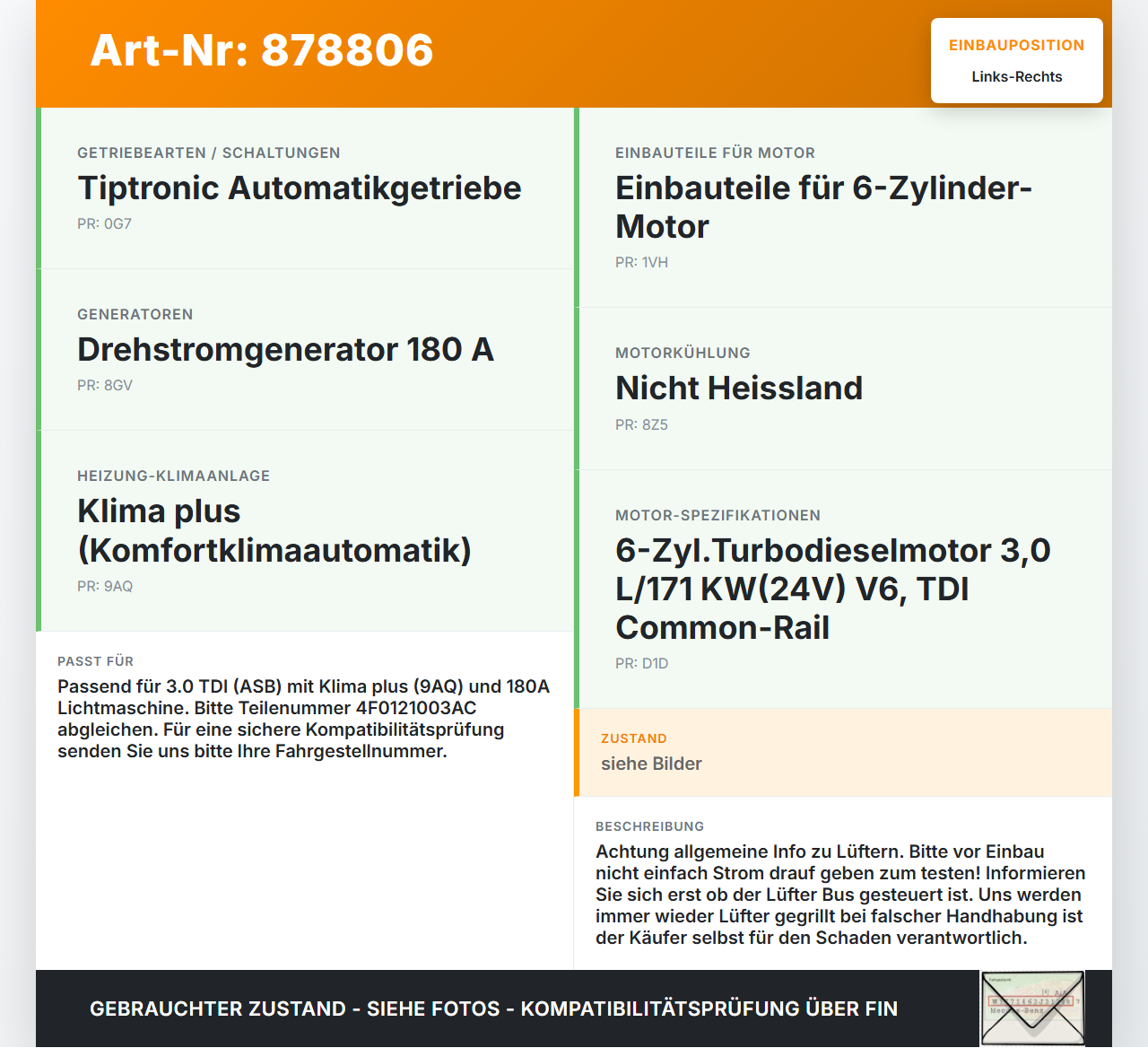 Audi A6 4F C6 qu 04-08 TDI 3,0 171KW Lüfter Ventilator f. Kühler Links u. Rechts Audi A6 4F C6 qu 04-08 04.12.2007... Vorschau 3