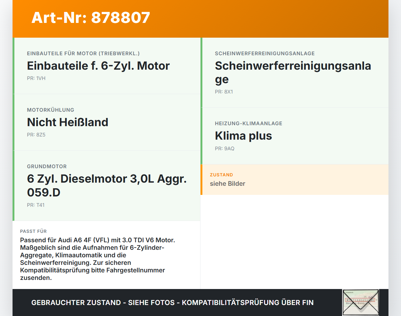 Audi A6 4F C6 qu 04-08 TDI 3,0 171KW Schlossträger Frontmaske Träger Audi A6 4F C6 qu 04-08 04.12.2007 4F0805594C... Vorschau 3