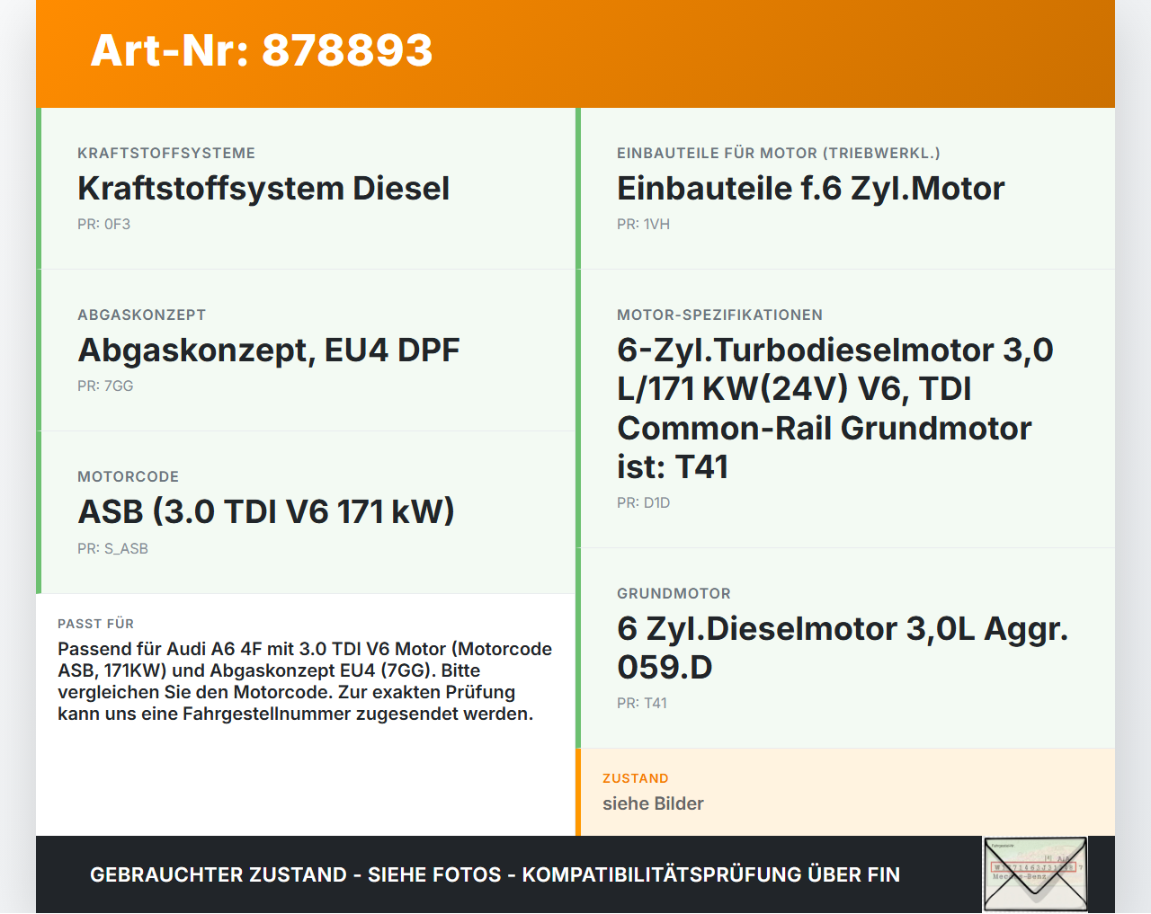Audi A6 4F C6 qu 04-08 TDI 3,0 171KW Luftmassenmesser Luftmengenmesser Audi A6 4F C6 qu 04-08 04.12.2007 059906461N... Vorschau 3