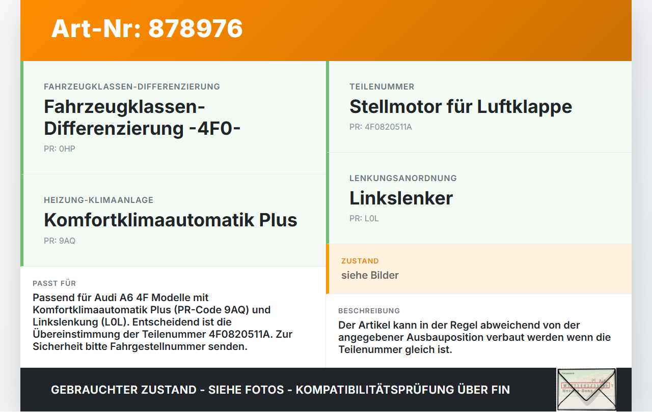 Audi A6 4F C6 qu 04-08 Luftklappenstellmotor Stellmotor Pos.5 Audi A6 4F C6 qu 04-08 04.12.2007 4F0820511A... Vorschau 3