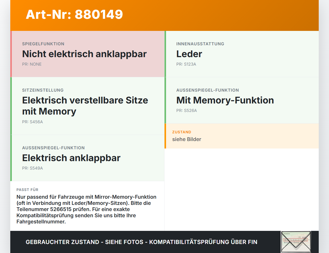 Saab 9-5 YS3E 05-09 Steuergerät ECU Modul Spiegel Memory Saab 9-5 YS3E 05-09 08.12.2006 5266515 gebraucht Vorschau 3