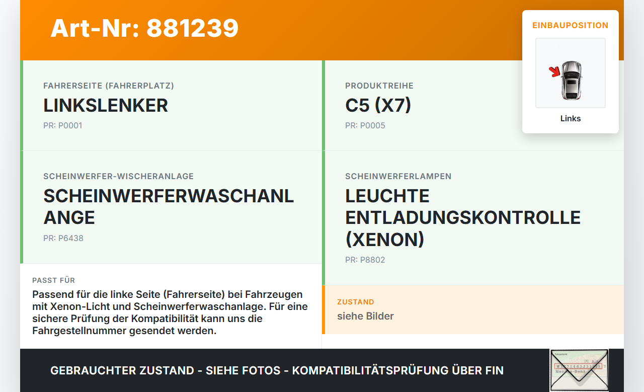 Citroen C5 RD TD 12-14 Waschdüse für Scheinwerfer Links Citroen C5 RD TD 12-14 14.09.2012 6438Z5 30682-13061 gebraucht Vorschau 3