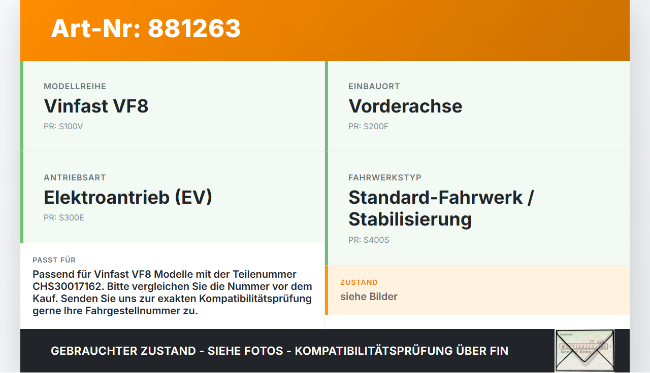 Vinfast VF8 Stabilisator Vinfast VF8 01.11.2023 CHS30017162 gebraucht Vorschau 3