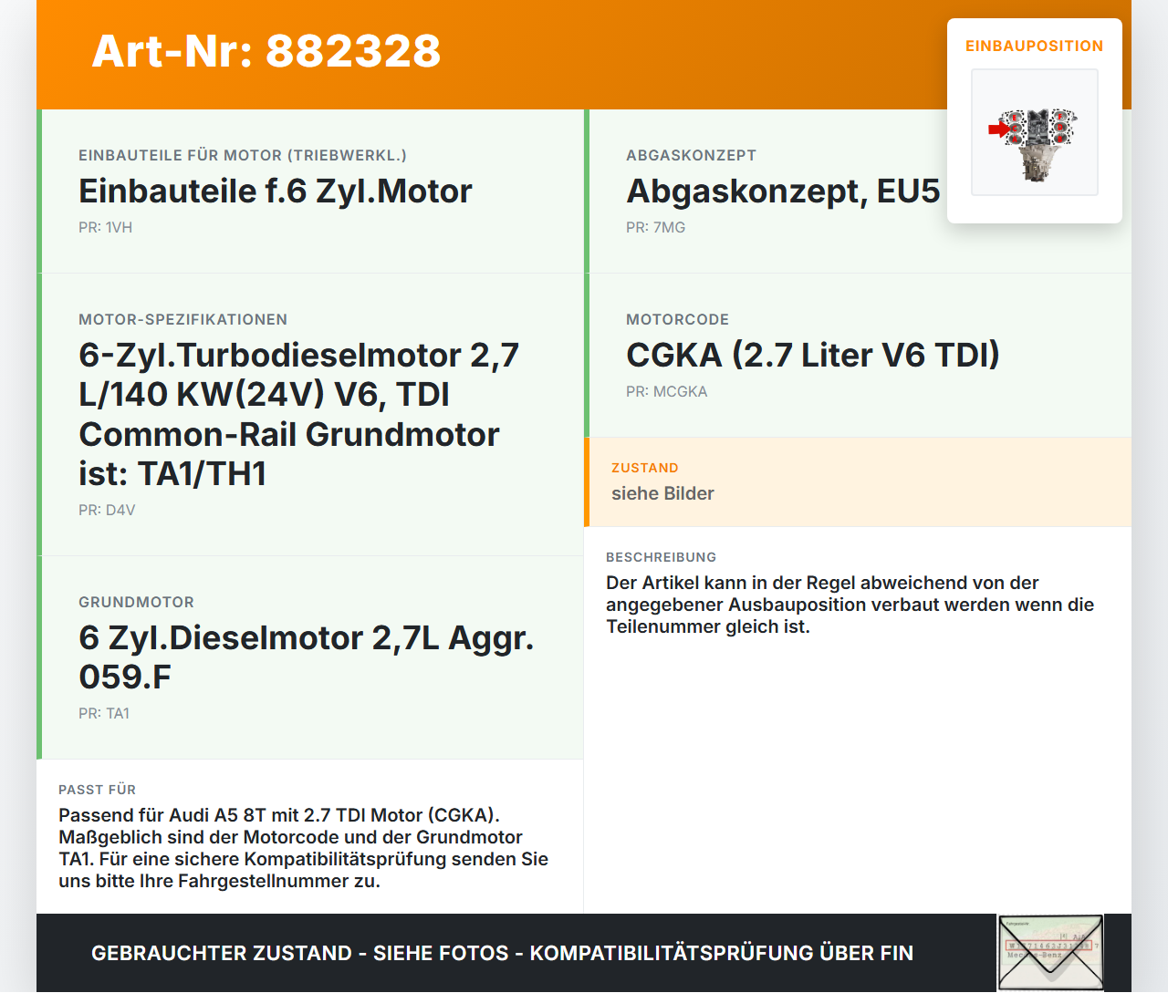 Audi A5 8T 07-12 TDI 2,7 140KW CGKA Kolben mit Pleuel Pos C Audi A5 8T 07-12 20.09.2008 059107065DM gebraucht Vorschau 3