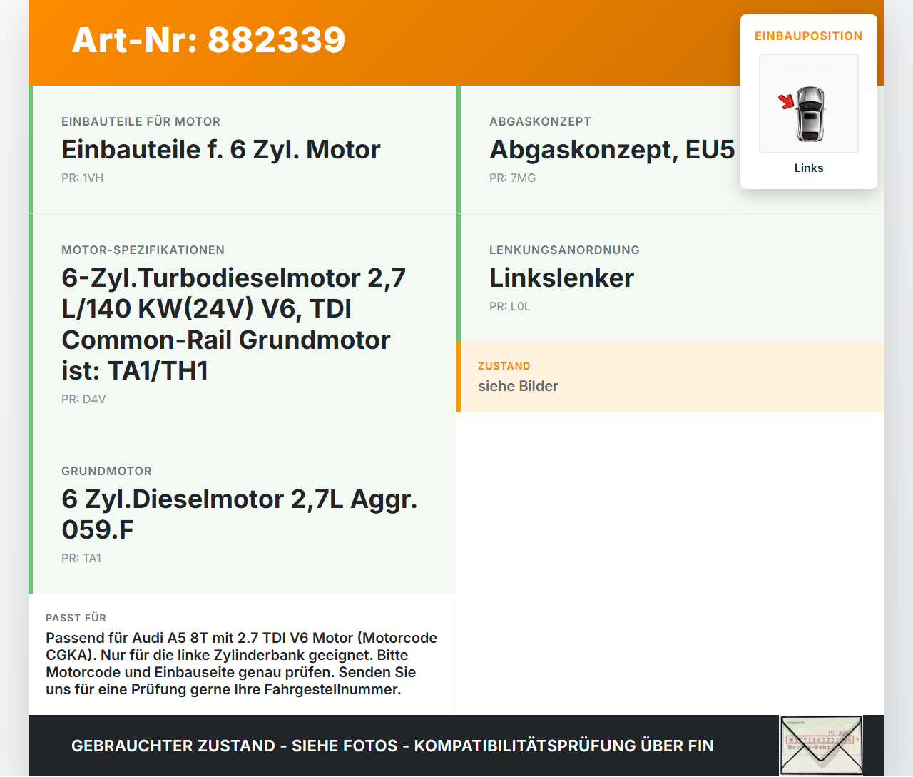 Audi A5 8T 07-12 TDI 2,7 140KW CGKA Ventildeckel Links Audi A5 8T 07-12 20.09.2008 059103469AH gebraucht Vorschau 3
