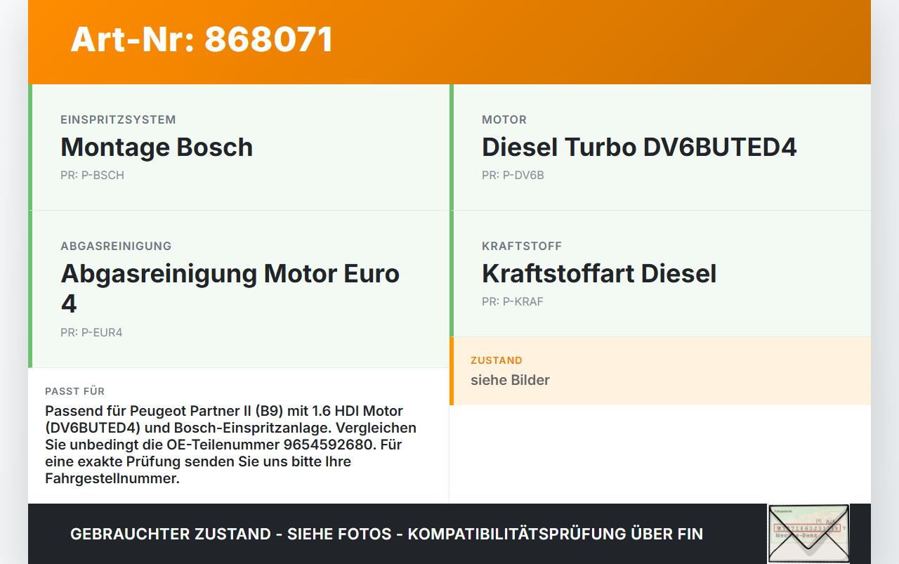 Peugeot Partner II 08-12 HDI 1,6 55KW Einspritzleiste Düsenstock für Einspritzanlage Peugeot Partner II 08-12... Vorschau 3