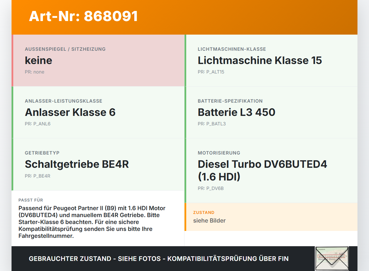 Peugeot Partner II 08-12 HDI 1,6 55KW Anlasser Starter Peugeot Partner II 08-12 18.12.2009 5802AE 458237 gebraucht Vorschau 3