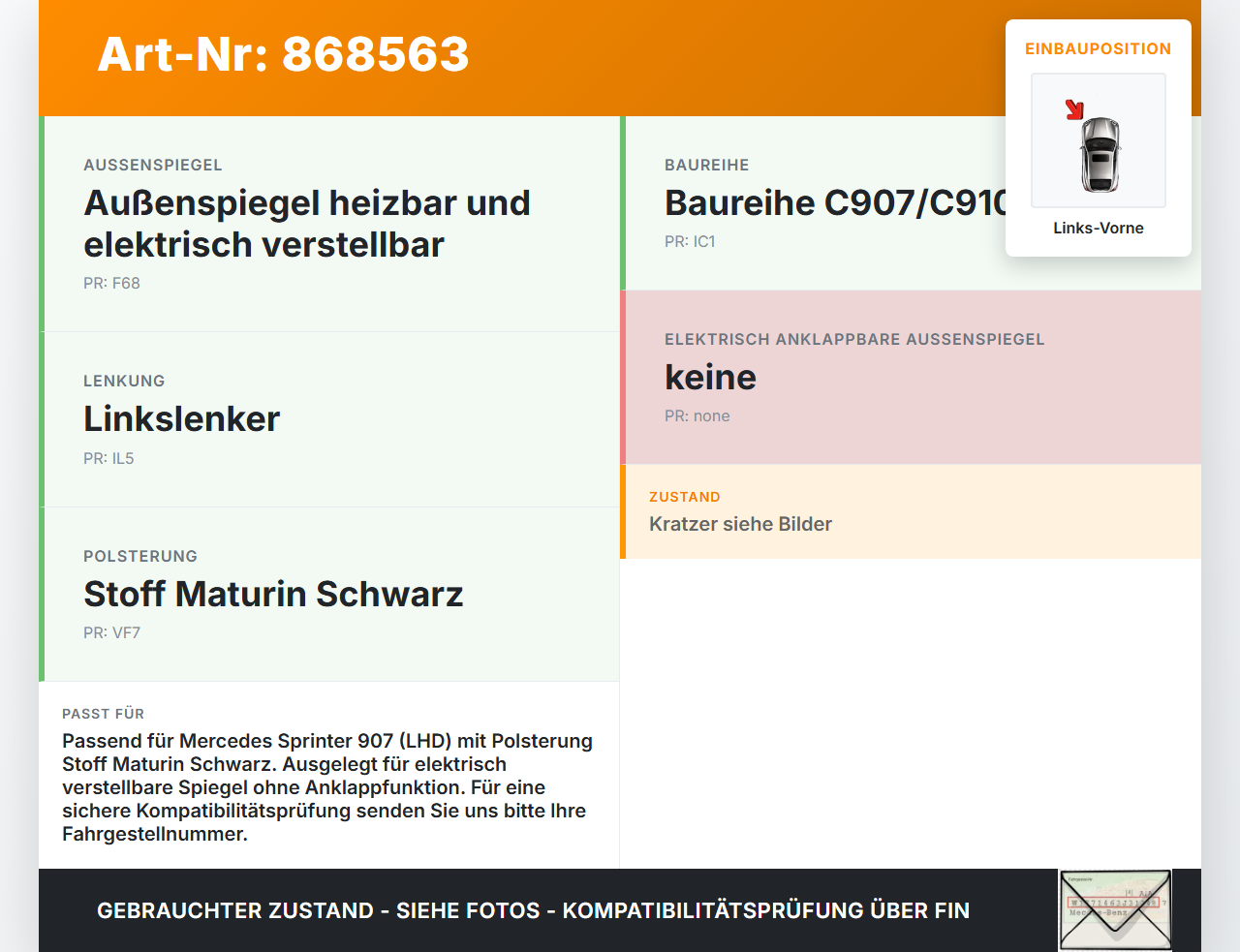 Mercedes Sprinter III 18-26 907  L2H2 Türverkleidung Türpappe Links Vorne Mercedes Sprinter III 18-26 907... Vorschau 3