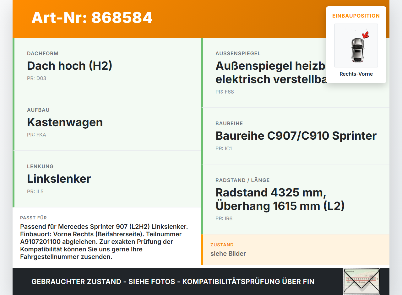Mercedes Sprinter III 18-26 907  L2H2 Fensterhebermotor mit Fensterheber Rechts Vorne Mercedes Sprinter III 18-26... Vorschau 3