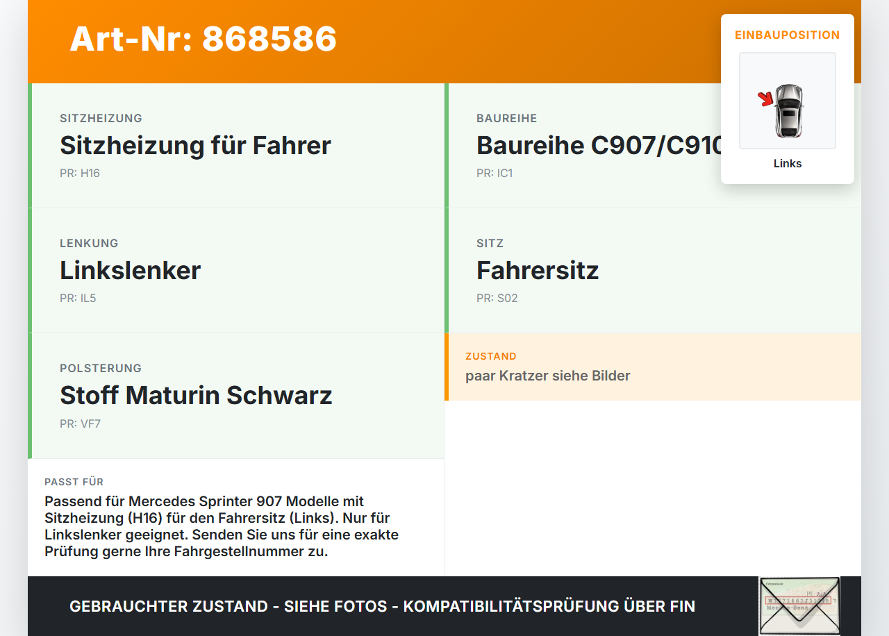 Mercedes Sprinter III 18-26 907 Schalter Regler für Sitzheizung Links Mercedes Sprinter III 18-26 907 29.10.2020... Vorschau 3