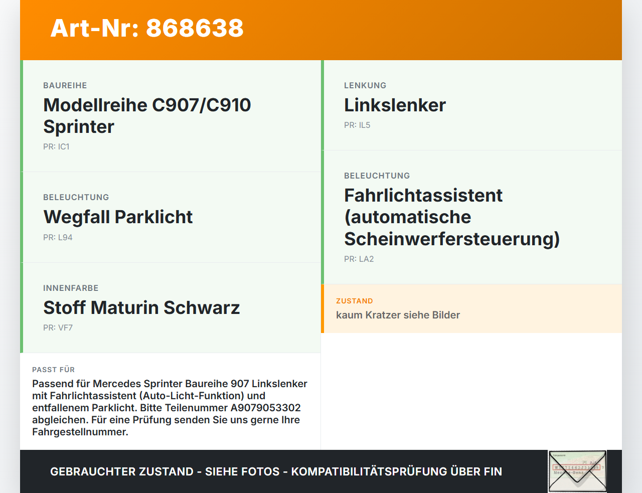 Mercedes Sprinter III 18-26 907 Lichtschalter Schalter Scheinwerferschalter Mercedes Sprinter III 18-26 907... Vorschau 3