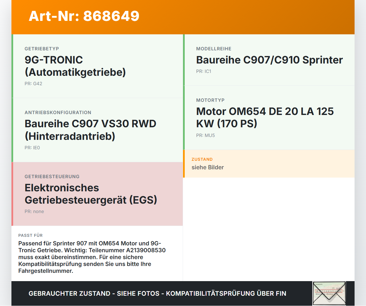 Mercedes Sprinter III 18-26 907  CDI 2,0 125KW Steuergerät für Getriebe Mercedes Sprinter III 18-26 907 29.10.2020... Vorschau 3