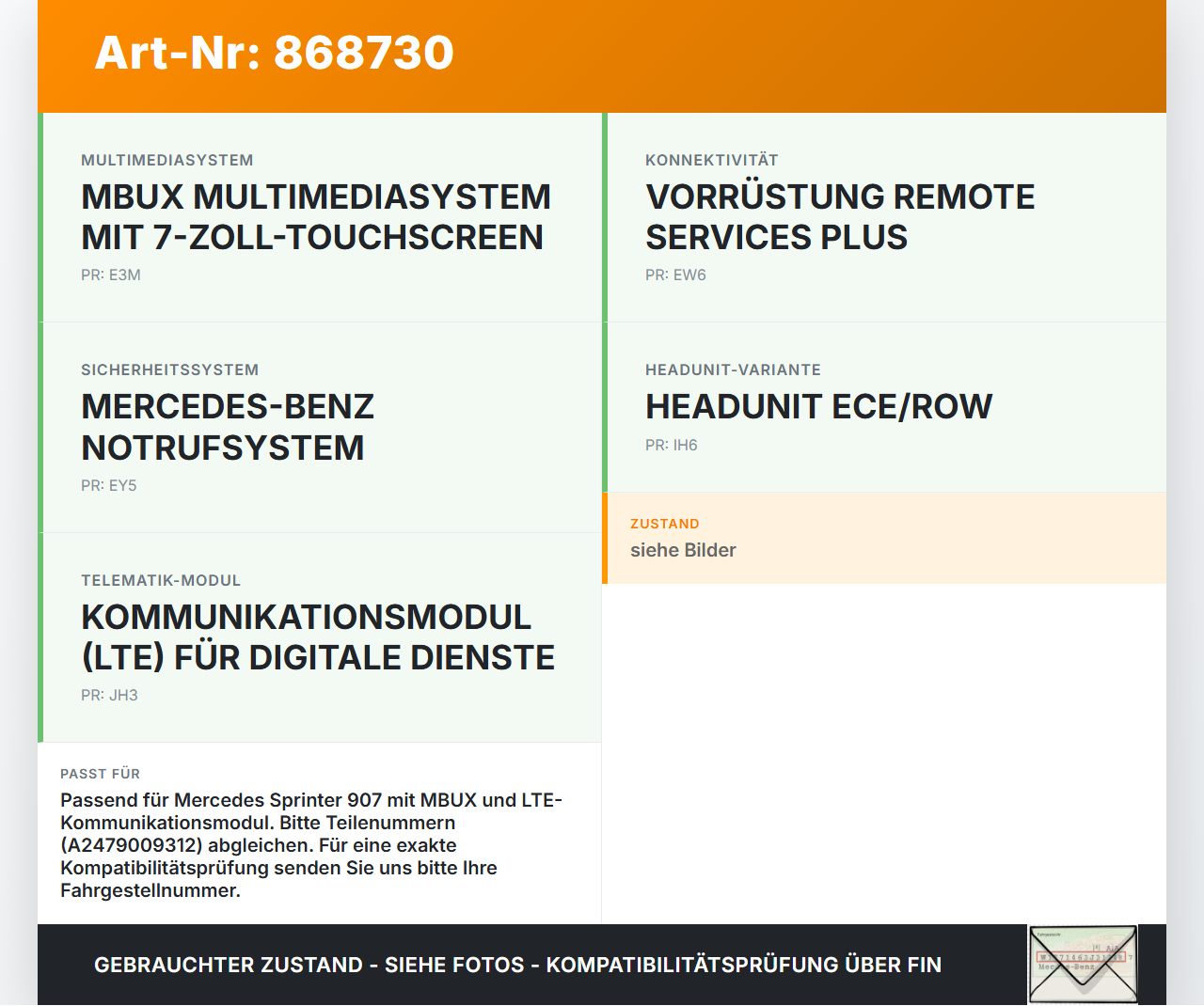 Mercedes Sprinter III 18-26 907 Steuergerät ECU SG Telematic Radio Modul Mercedes Sprinter III 18-26 907 29.10.2020... Vorschau 3