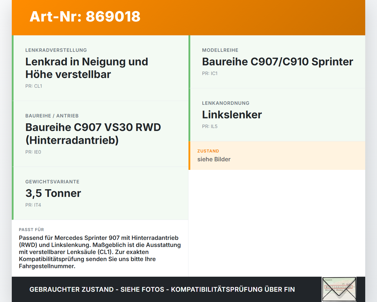 Mercedes Sprinter III 18-26 907 Lenkungsteil unteres Kreuzgelenk Mercedes Sprinter III 18-26 907 29.10.2020... Vorschau 3