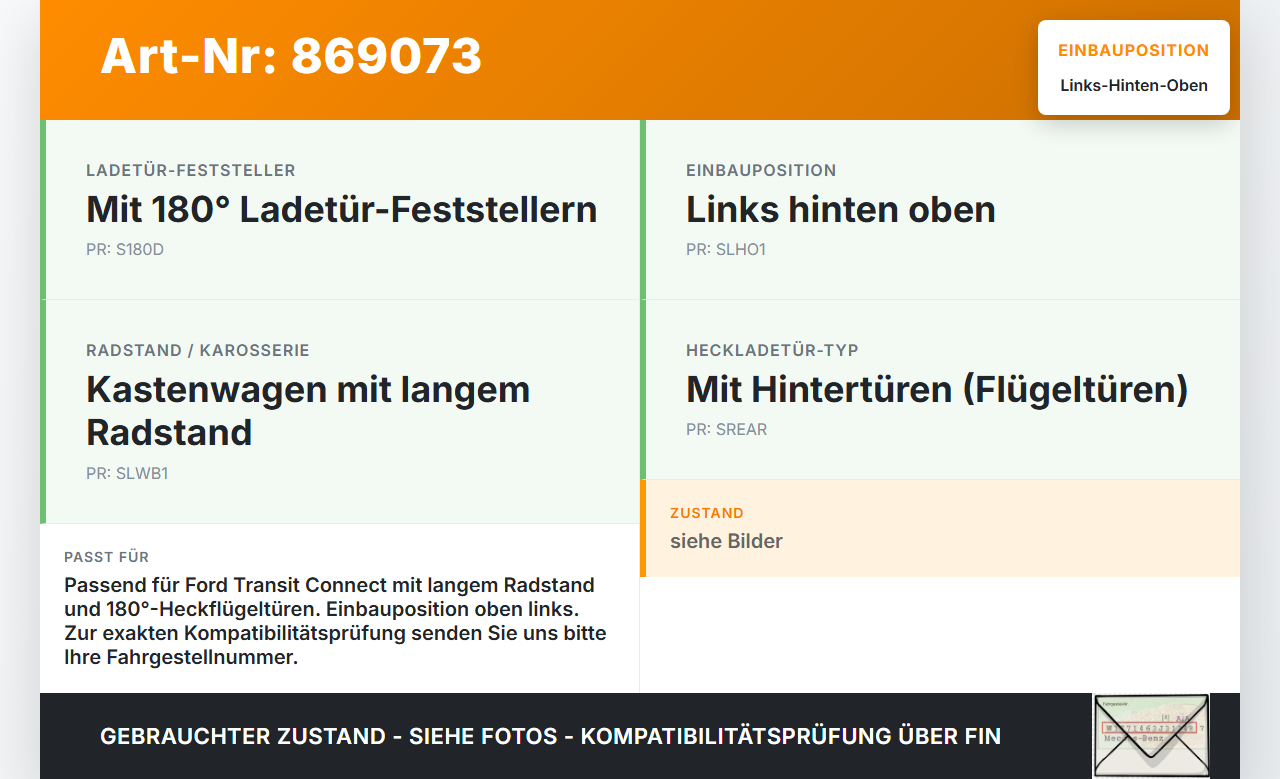 Ford Transit Connect 13-22 Lang Türscharnier Tür Scharnier Links Hinten Oben Ford Transit Connect 13-22 20.07.2017... Vorschau 3