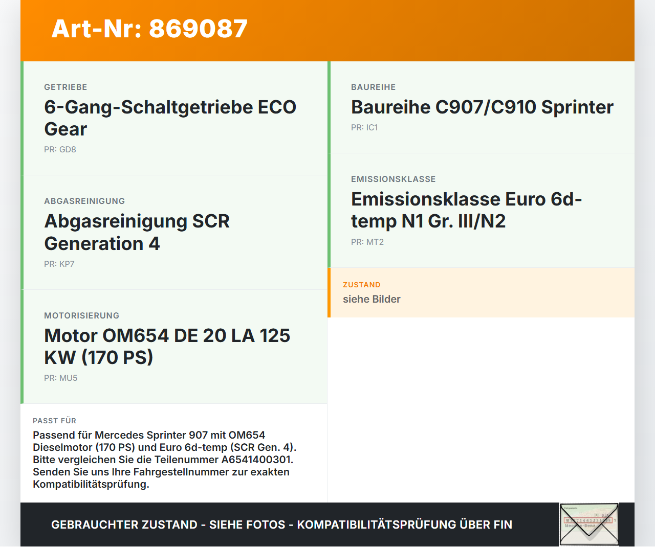 Mercedes Sprinter III 18-26 907  CDI 2,0 125KW Partikelfilter Rußpartikelfilter Dieselpartikelfilter DPF Mercedes... Vorschau 3