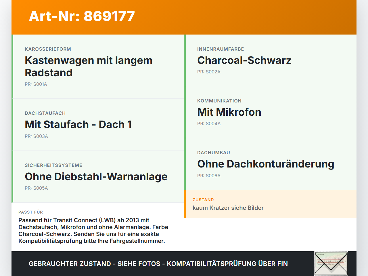 Ford Transit Connect 13-22 Lang Verkleidung für Himmel Dach Ford Transit Connect 13-22 20.07.2017 FT1T-14B599-AA... Vorschau 3