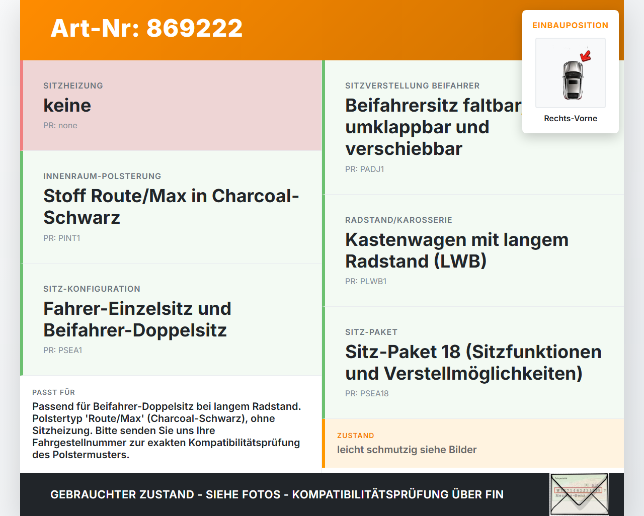Ford Transit Connect 13-22 Lang Sitzbezug Rückenpolster Links Vorne für Fahrer Sitz Ford Transit Connect 13-22... Vorschau 3