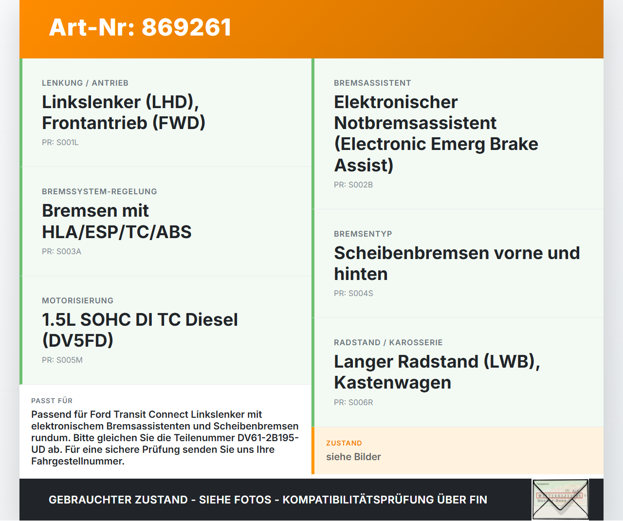 Ford Transit Connect 13-22 TDCi 1,5 74KW Bremskraftverstärker Ford Transit Connect 13-22 20.07.2017 DV61-2B195-UD... Vorschau 3