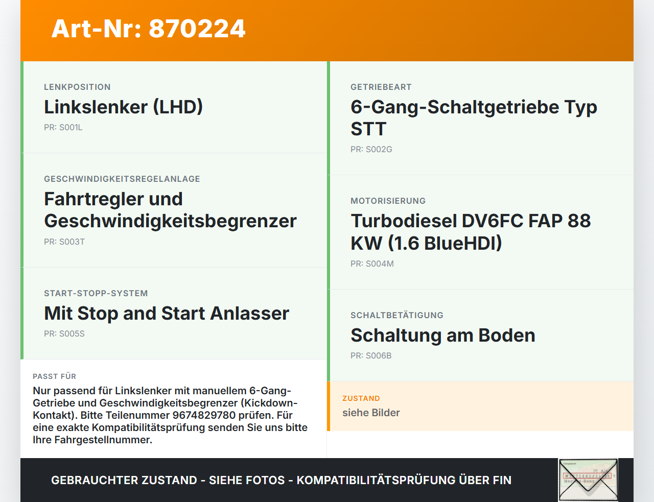 Citroen C4 Picasso II 13-16 HDI 1,6 88KW Gaswertgeber Gaspedal Citroen C4 Picasso II 13-16 05.01.2015 9674829780... Vorschau 3