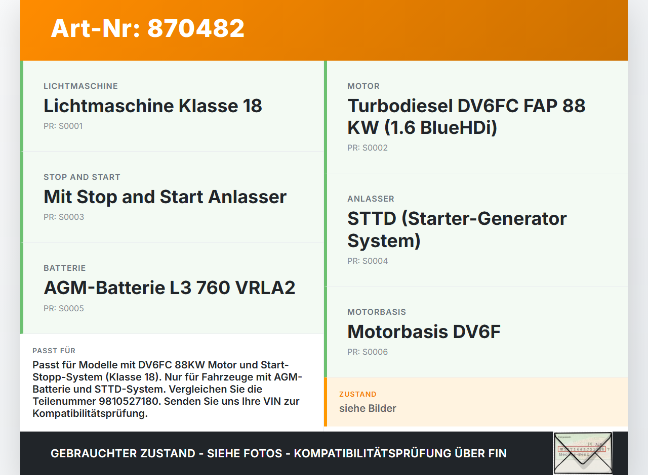 Citroen C4 Picasso II 13-16 HDI 1,6 88KW Lichtmaschine Generator CL18 Citroen C4 Picasso II 13-16 05.01.2015... Vorschau 3