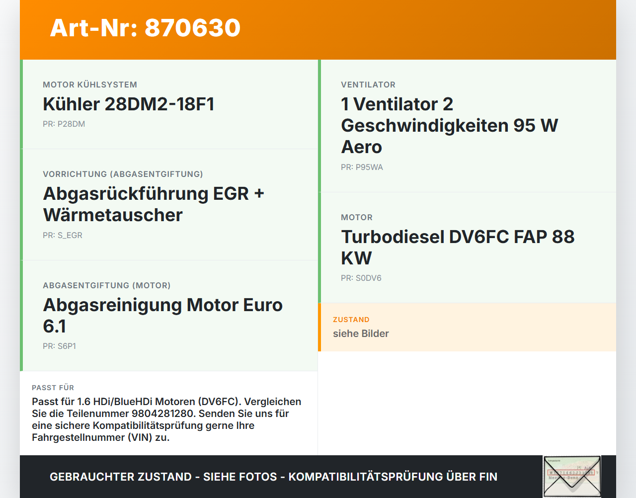 Citroen C4 Picasso II 13-16 HDI 1,6 88KW Ölkühler Citroen C4 Picasso II 13-16 05.01.2015 9804281280 gebraucht Vorschau 3