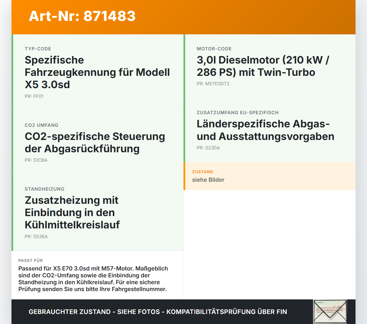 BMW X5 E70 07-10 3,0d 210KW Abgaskühlung Wärmetauscher BMW X5 E70 07-10 09.05.2008 7790065 11717790065 gebraucht Vorschau 3