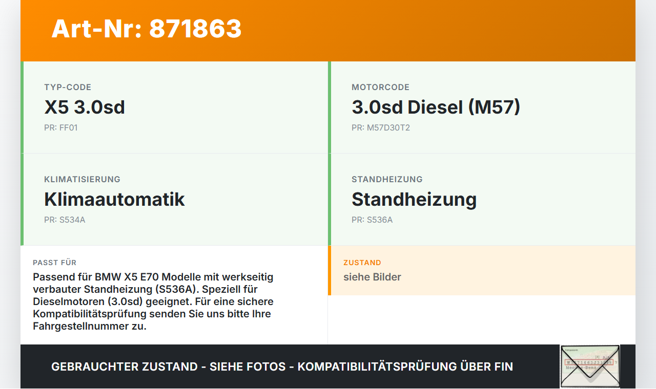 BMW X5 E70 07-10 Auspuff Endtopf für Standheizung BMW X5 E70 07-10 09.05.2008 64126973028 6973028 9010882 gebraucht Vorschau 3