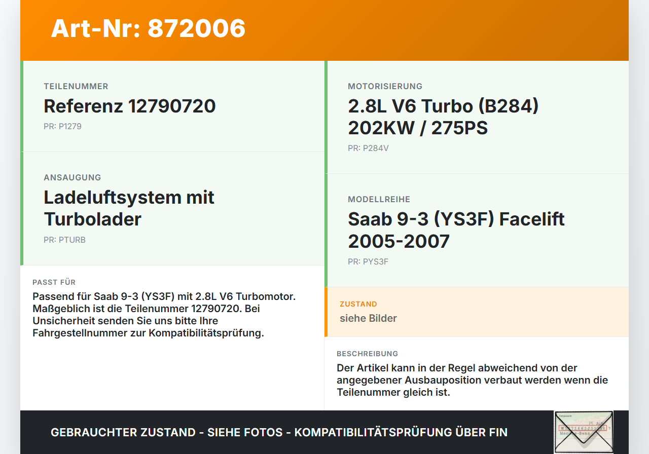 Saab 9-3 93 YS3F 05-07 Turbo 2,8 202KW Ansaugrohr Ladeluftschlauch Luftschlauch Saab 9-3 93 YS3F 05-07 24.08.2006... Vorschau 3