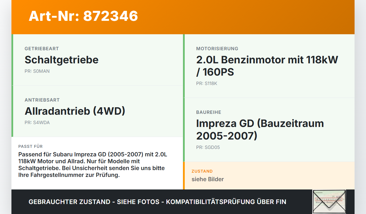 Subaru Impreza GD 05-07 2,0 118KW Kupplungszylinder Nehmer Nehmerzylinder Subaru Impreza GD 05-07 30.05.2007 gebraucht Vorschau 3
