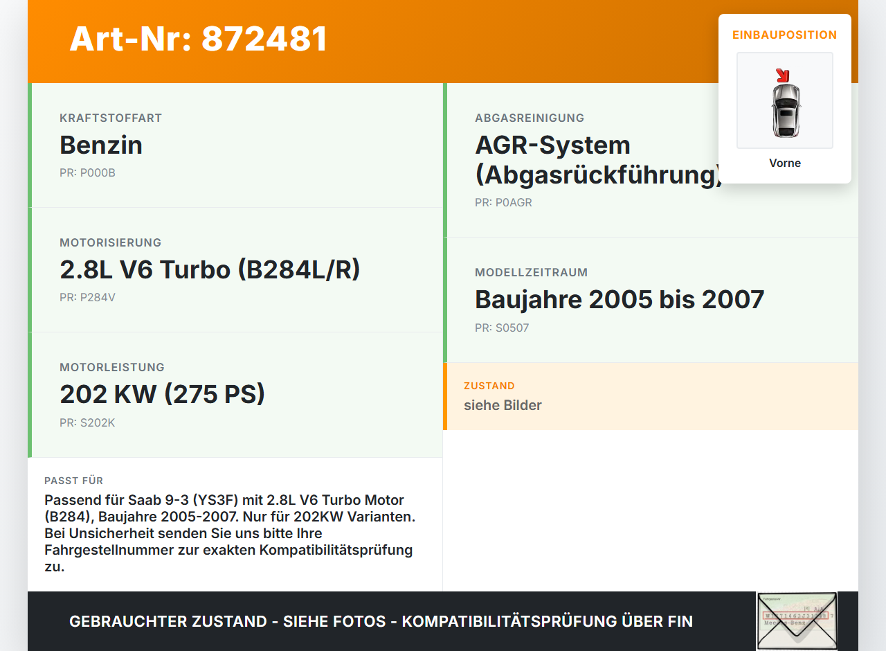 Saab 9-3 93 YS3F 05-07 Turbo 2,8 202KW Abgasleitung AGR Rohr Leitung Vorne Saab 9-3 93 YS3F 05-07 24.08.2006 gebraucht Vorschau 3