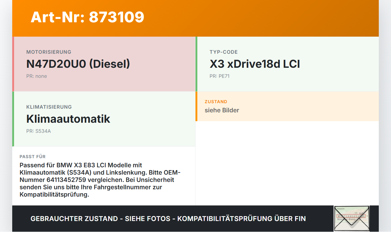 BMW X3 E83 18d LCI 08-11 Expansionsventil für Klima BMW X3 E83 18d LCI 08-11 03.12.2009 3452759 64.11-3452759... Vorschau 3