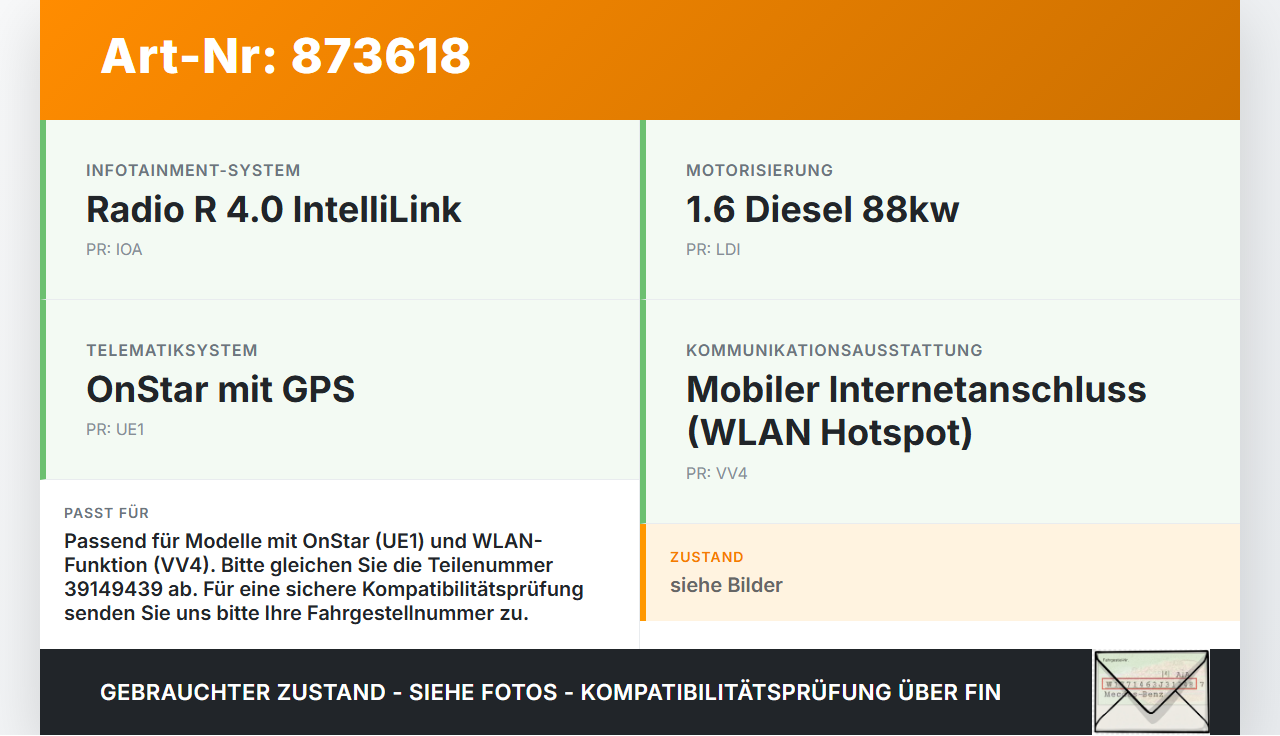 Opel Crossland X P17 17-20 Steuergerät ECU Modul Wifi Modul Opel Crossland X P17 17-20 21.02.2018 39149439... Vorschau 3