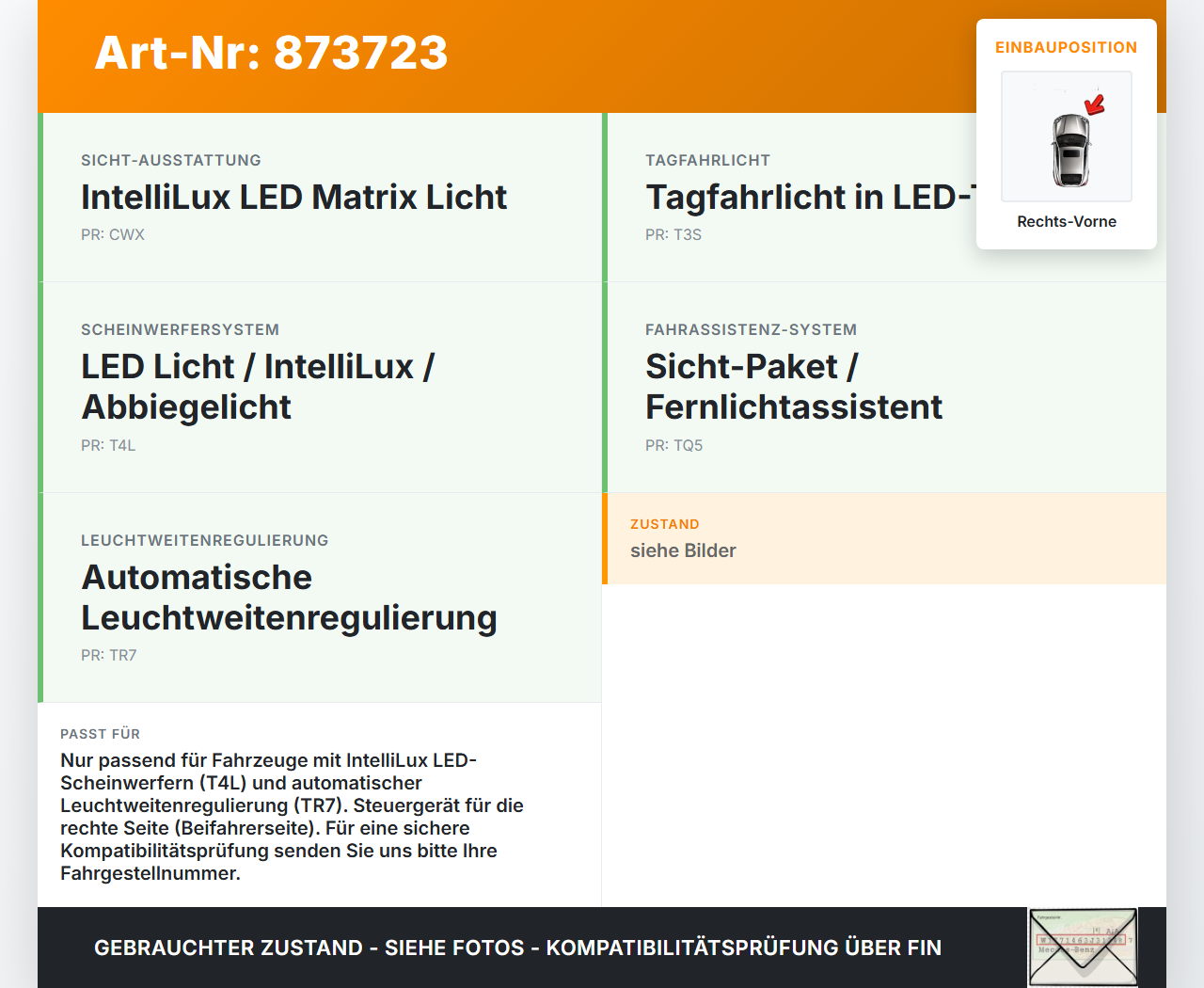 Opel Crossland X P17 17-20 Steuergerät ECU Licht Kontrolle Rechts Vorne Opel Crossland X P17 17-20 21.02.2018... Vorschau 3