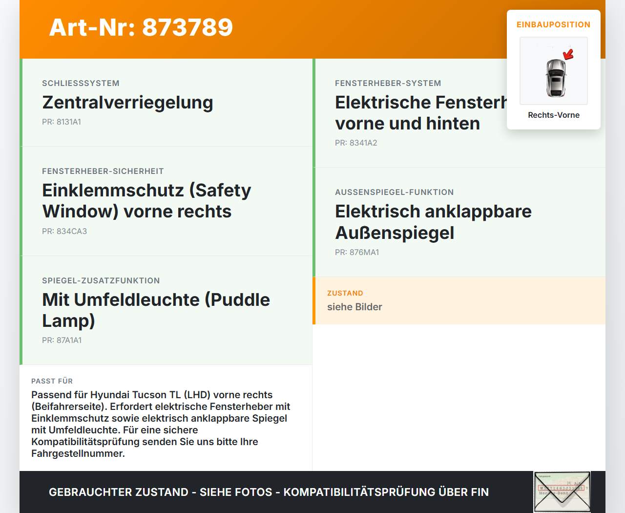 Hyundai Tucson TL 15-21 Kabelbaum für Tür und Fensterheber Rechts Vorne Hyundai Tucson TL 15-21 15.09.2016... Vorschau 3
