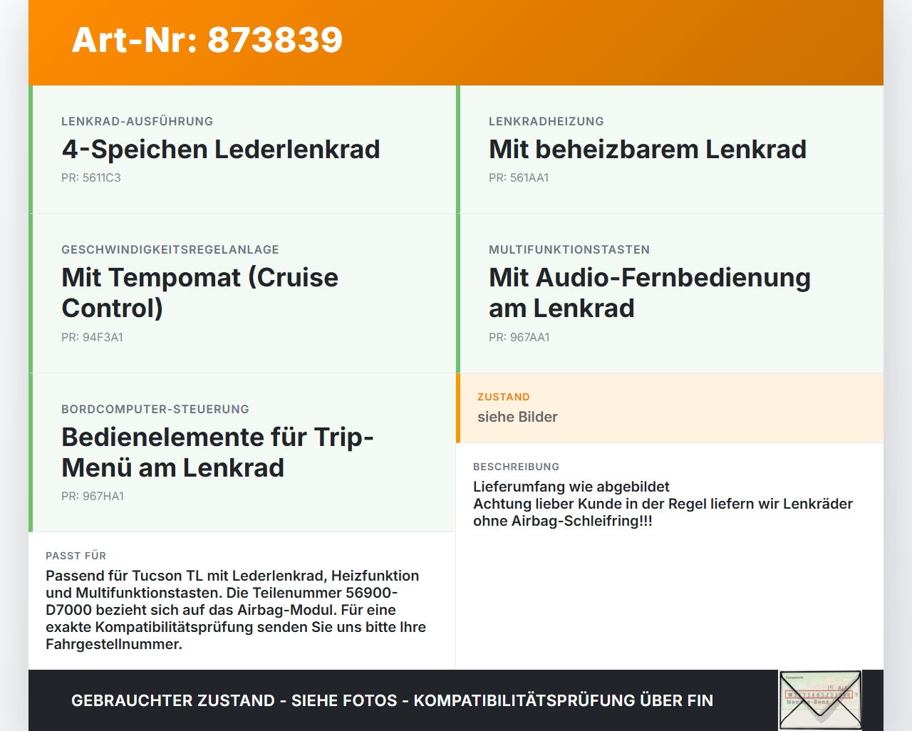 Hyundai Tucson TL 15-21 Lenkrad Airbaglenkrad Hyundai Tucson TL 15-21 15.09.2016 56900D7000TRY 56900-D7000... Vorschau 3