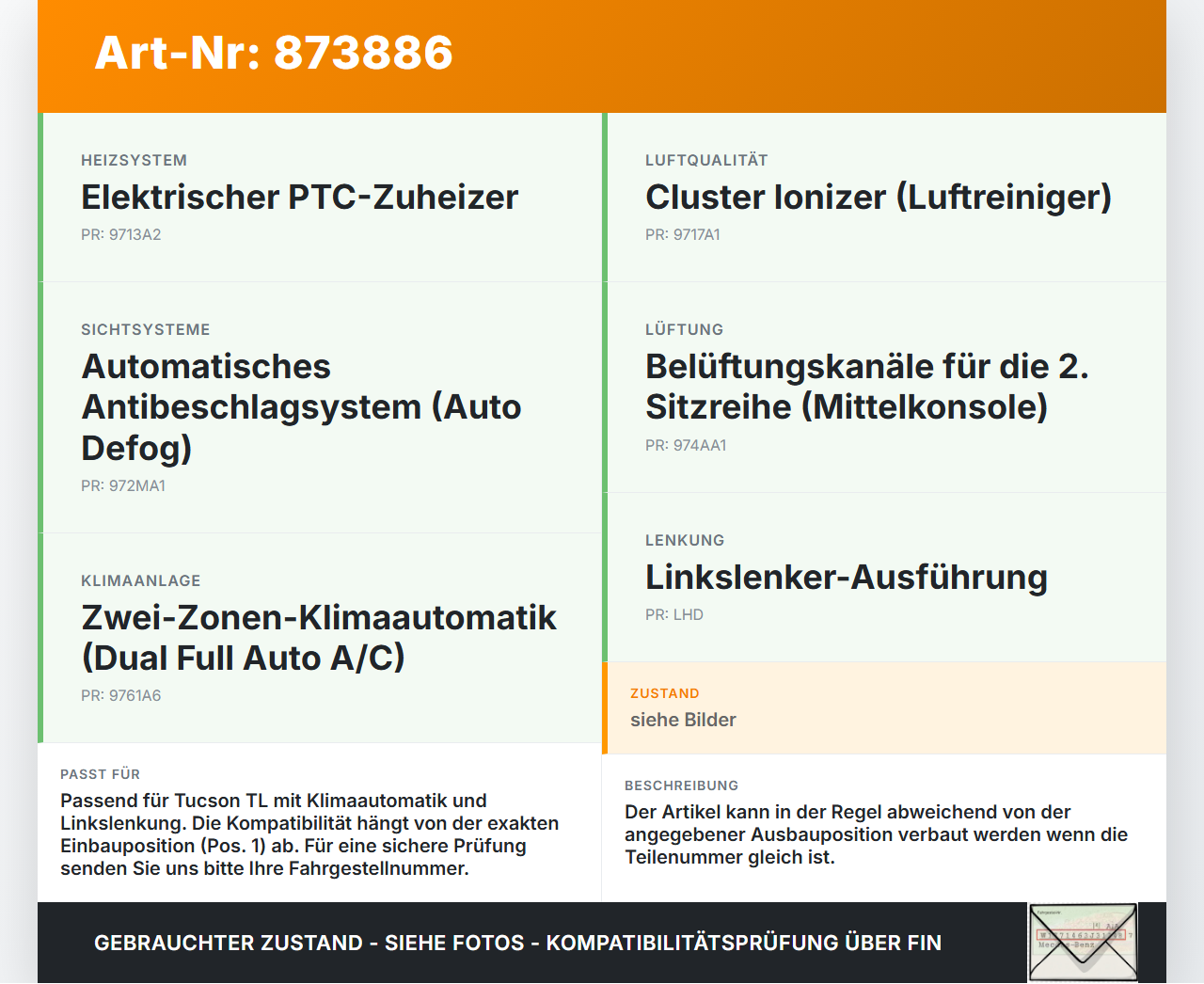 Hyundai Tucson TL 15-21 Luftklappenstellmotor Stellmotor Pos.1 Hyundai Tucson TL 15-21 15.09.2016 gebraucht Vorschau 3