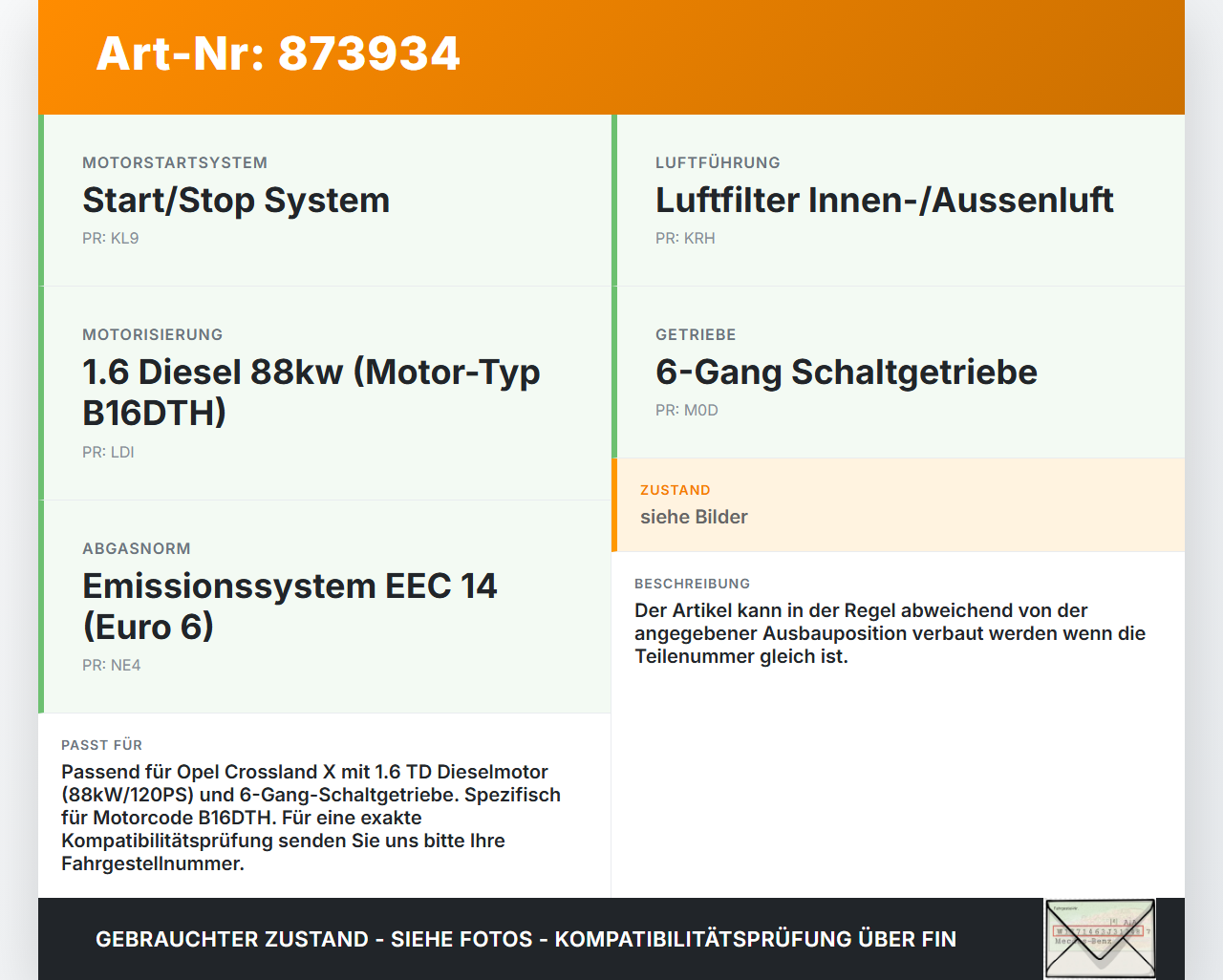 Opel Crossland X P17 17-20 TD 1,6 88KW Ansaugrohr Ladeluftschlauch Luftschlauch Pos.1 Opel Crossland X P17 17-20... Vorschau 3