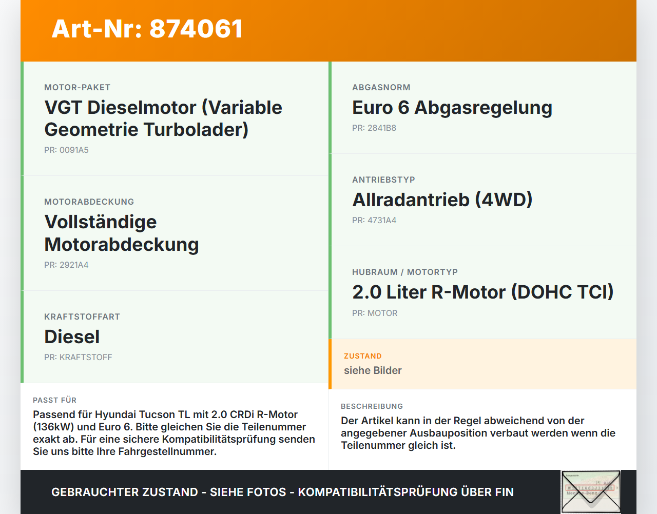 Hyundai Tucson TL 15-21 CRDI 2,0 136KW Ansaugrohr Ladeluftschlauch Luftschlauch Pos.1 Hyundai Tucson TL 15-21... Vorschau 3