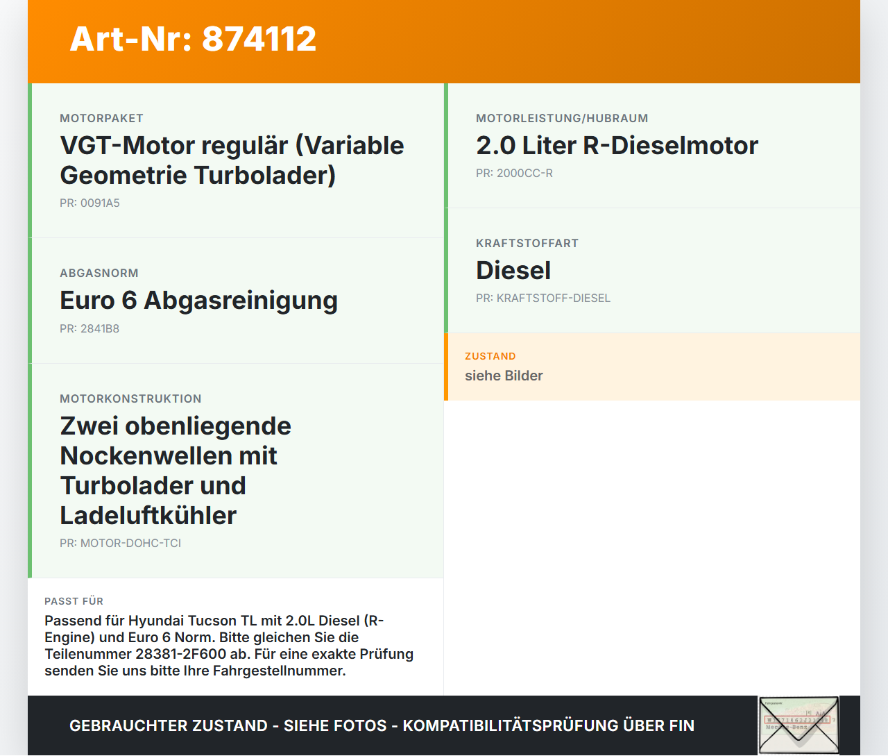 Hyundai Tucson TL 15-21 Stellmotor für Ansaugkrümmer Hyundai Tucson TL 15-21 15.09.2016 283812F600 28381-2F600 gebraucht Vorschau 3